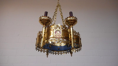 Chandelier  style Gothic - style en Brass / Bronze , Belgium  19 th century