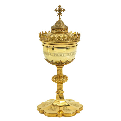 Ciborium style Gothic - Style en Brass / Gilt , Belgium  19 th century