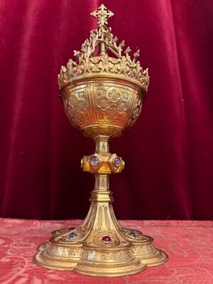 Ciborium style Gothic - Style en Brass / Gilt / Stones, Belgium  19 th century ( Anno 1878 )