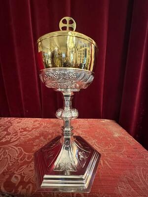 Ciborium style Gothic - Style en Full - Silver / Silver Marks Present / Polished and Varnished, Netherlands  19 th century