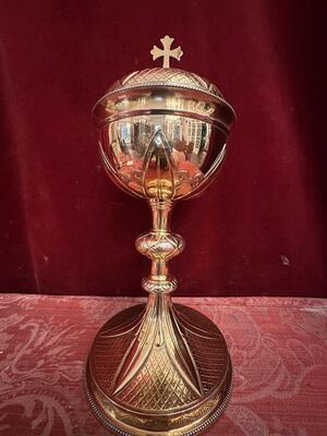 Ciborium style Gothic - Style en Full - Silver / Silver Marks Present / Polished & Varnished, Belgium  19 th century ( Anno 1885 )