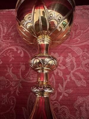Ciborium style Gothic - Style en Full - Silver / Silver Marks Present / Polished & Varnished, Belgium  19 th century ( Anno 1885 )