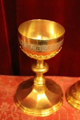 Ciborium style Gothic - style en Brass Gilt / Full silver Cuppa, Belgium 19th century