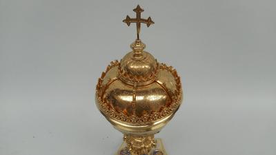 Ciborium  style Gothic - Style en Full Silver Cuppa / Brass Gilt / Enamel, Belgium 19 th century