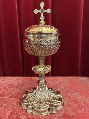 Ciborium Weight: 1.15 Kgs ! style Gothic - Style en Full - Silver / Silver Marks Present / Polished & Varnished, France 19 th century ( Anno 1835 )