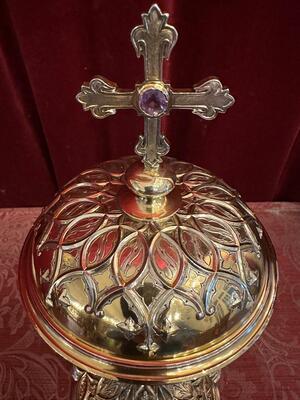 Ciborium Weight: 1.15 Kgs ! style Gothic - Style en Full - Silver / Silver Marks Present / Polished & Varnished, France 19 th century ( Anno 1835 )