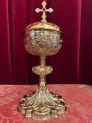 Ciborium Weight: 1.15 Kgs ! style Gothic - Style en Full - Silver / Silver Marks Present / Polished & Varnished, France 19 th century ( Anno 1835 )