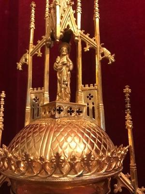 Cilinder Monstrance.  style Gothic - style en Brass / Bronze / Gilt, Antwerp - Belgium 19th century ( anno 1875 )