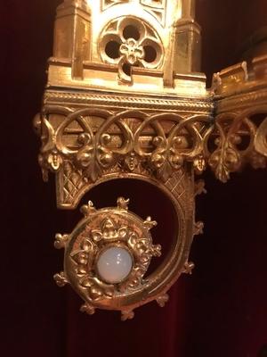 Cilinder Monstrance.  style Gothic - style en Brass / Bronze / Gilt, Antwerp - Belgium 19th century ( anno 1875 )