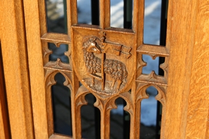 Communion - Kneeler style Gothic - style en Oak wood, Belgium 19th century