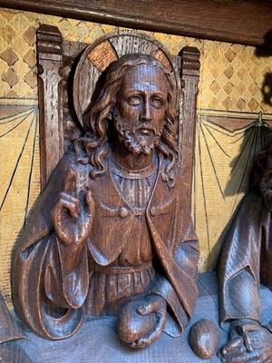 Communion Rail Imagination  “Emmaus” . style Gothic - style en hand-carved wood Oak, Dutch 19th century ( anno 1875 )