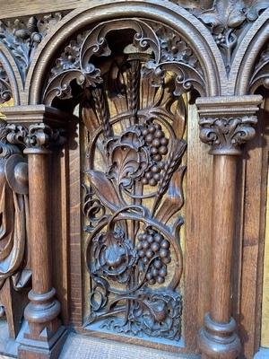 Communion Rail Imagination  “Emmaus” . style Gothic - style en hand-carved wood Oak, Dutch 19th century ( anno 1875 )