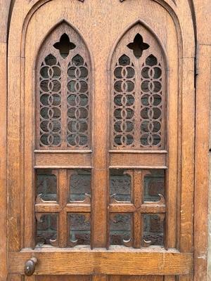 Confessional Door With Frame style Gothic - Style en Oak Wood, Belgium 19th century