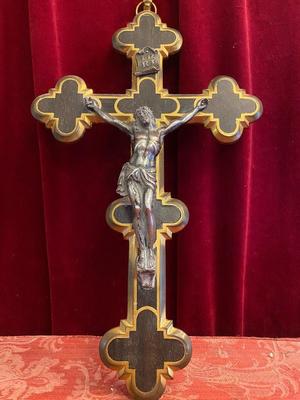 Corpus - Cross style Gothic - Style en Bronze / Ebony Wood, Belgium 19th century ( anno 1850 )