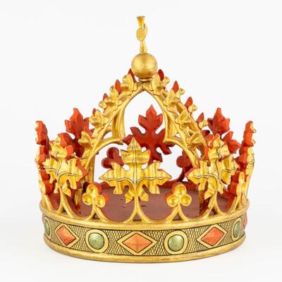 Crown With Original Storage Box style Gothic - Style en Wood, Belgium 19 th century