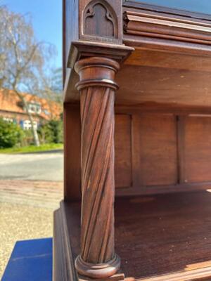 Cabinet style Gothic - Style / Cut - Glass en Walnut wood , France 19 th century