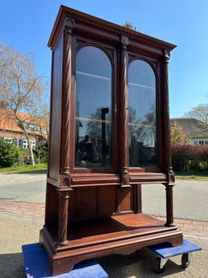 Cabinet style Gothic - Style / Cut - Glass en Walnut wood , France 19 th century