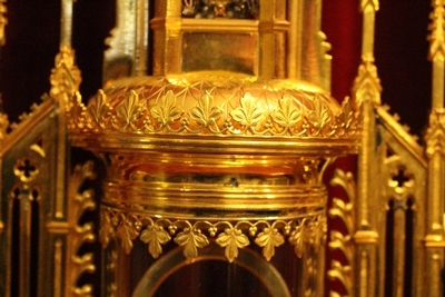 Cylinder Monstrance style Gothic - style en Brass / Bronze / Gilt, Belgium 19th century ( anno 1875 )