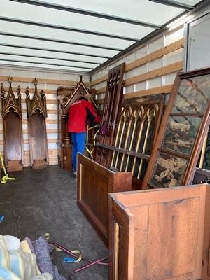 Dismantling Altar Antwerp Belgium  style Gothic - style en Oak wood, 19th century