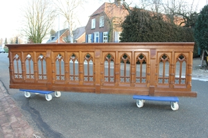 Double Sided Communion Rail style Gothic - style en wood oak, Belgium 19th century