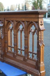 Double Sided Communion Rail style Gothic - style en wood oak, Belgium 19th century