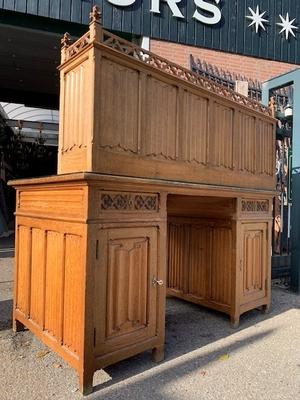 Doudle Sided Writing Desk style Gothic - style en Oak wood, Belgium 19th century ( anno 1885 )