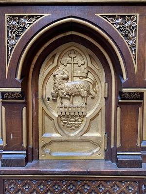 Exceptional Altar style Gothic - style en Oak Wood, Belgium 19th century