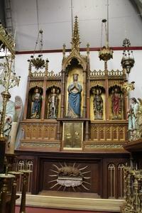 Exceptional Altar style Gothic - style en WOOD OAK, Belgium 19th century (1870)