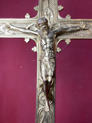 Exceptional Altar -Cross style Gothic - style en Full Bronze Gilt, France 19 th century ( Anno 1865 )