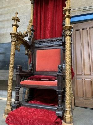 Exceptional  Bronze  Baldachin  Throne  403 Cm /  13.2 Ft style Gothic - style en Bronze  / Oak, France  ( anno 1865 )