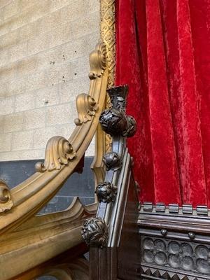 Exceptional  Bronze  Baldachin  Throne  403 Cm /  13.2 Ft style Gothic - style en Bronze  / Oak, France  ( anno 1865 )