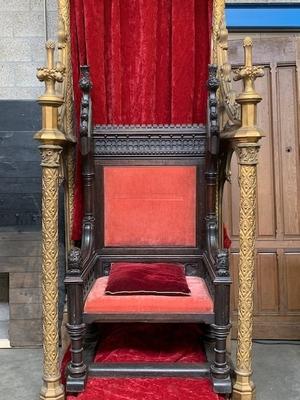 Exceptional  Bronze  Baldachin  Throne  403 Cm /  13.2 Ft style Gothic - style en Bronze / Oak, France  ( anno 1865 )