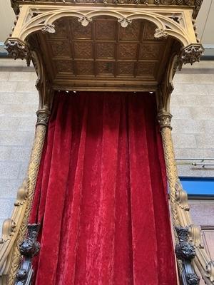 Exceptional  Bronze  Baldachin  Throne  403 Cm /  13.2 Ft style Gothic - style en Bronze / Oak, France  ( anno 1865 )