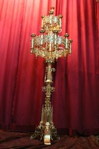 Exceptional Candelabre style Gothic - style en Full - Bronze - Polished and Varnished., France 19th century. 1892.