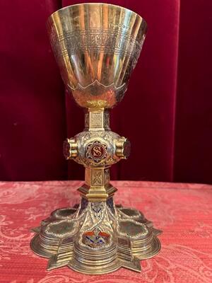Exceptional Chalice style Gothic - Style en Fully Silver / Enamel, Belgium  19 th century ( Anno 1855 )