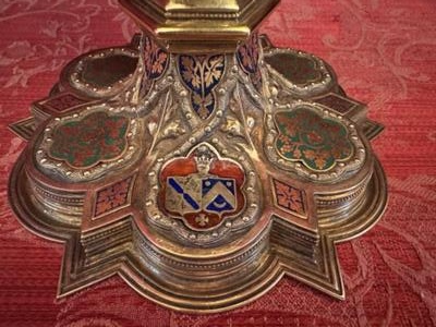 Exceptional Chalice style Gothic - Style en Fully Silver / Enamel, Belgium  19 th century ( Anno 1855 )