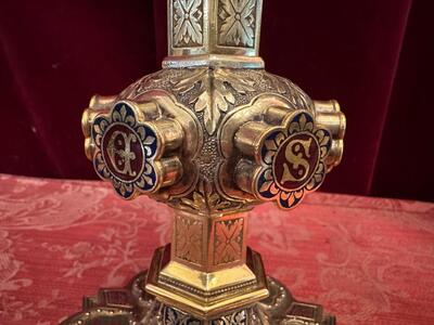 Exceptional Chalice style Gothic - Style en Fully Silver / Enamel, Belgium  19 th century ( Anno 1855 )