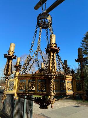 Exceptional Chandelier style Gothic - Style en Hand - Forget Iron, France 19 th century ( Anno 1865 )