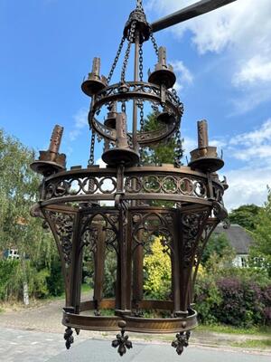 Exceptional Chandelier style Gothic - Style en Bronze, Belgium  19 th century