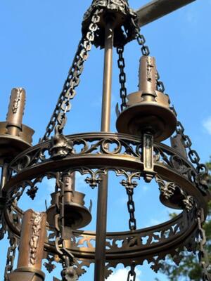 Exceptional Chandelier style Gothic - Style en Bronze, Belgium  19 th century