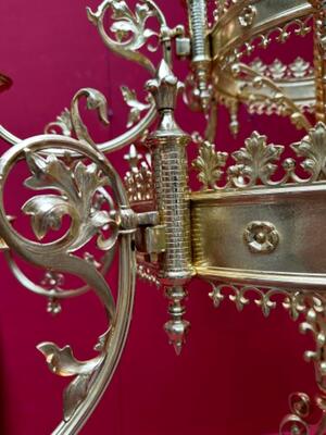 Exceptional Chandelier style Gothic - Style en Brass / Bronze / Polished and Varnished, Belgium  19 th century ( Anno 1875 )