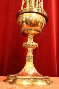 Exceptional Ciborium style Gothic - style en full silver, Dutch 19th century (anno 1870)