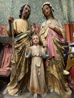 Exceptional Fully Hand - Carved Holy Family style Gothic - style en Wood Polychrome, Flemish Belgium 19 th century ( Anno 1865 )