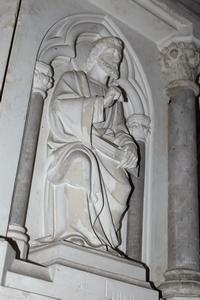 Exceptional Pulpit. Sculptures In Relief Of The  4 Evangelists style Gothic - style en Marble / Sandstone / Wood, France 19th century