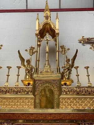 Exceptional & Unique Altar  style Gothic - style en Full Bronze Gilt Polished Varnished / Enamelled Parts / Total Weight 600 KGS., France 19th century ( 1865 )