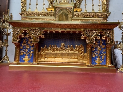 Exceptional & Unique Altar  style Gothic - style en Full Bronze Gilt Polished Varnished / Enamelled Parts / Total Weight 600 KGS., France 19th century ( 1865 )