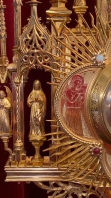 Extreme High Quality Monstrance Made By Brothers Van Roosmalen Vltrajecti ( Utrecht ) Netherlands style Gothic - style en Full - Silver / Stones / Glass, Dutch 19 th century