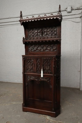 Gothic Credance Cabinet  style Gothic - Style en Walnut wood , France 19 th century ( Anno 1890 )