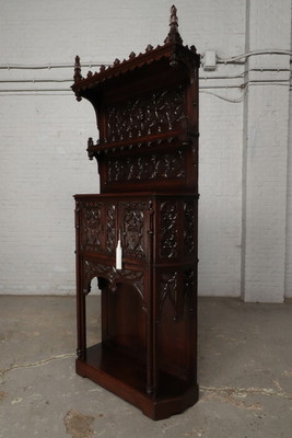 Gothic Credance Cabinet  style Gothic - Style en Walnut wood , France 19 th century ( Anno 1890 )