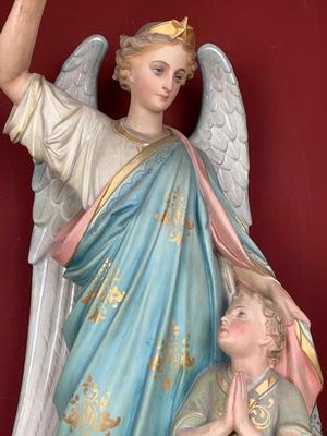 Guardian Angel style Gothic - Style en plaster polychrome, France 19th century ( anno 1875 )